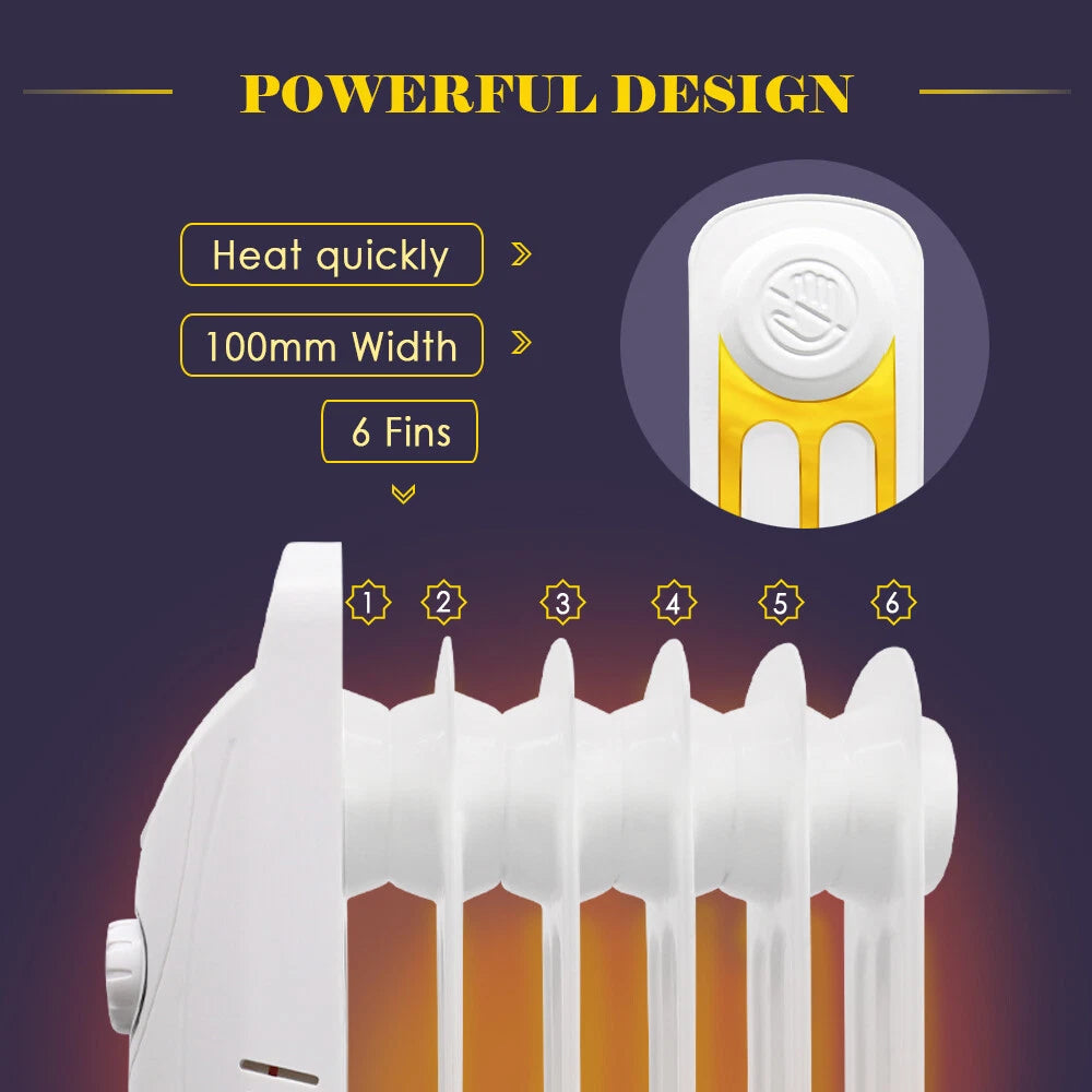 Oil Filled Radiator Portable Electric Heater Thermostat 6 7 9 11 Fin White Black