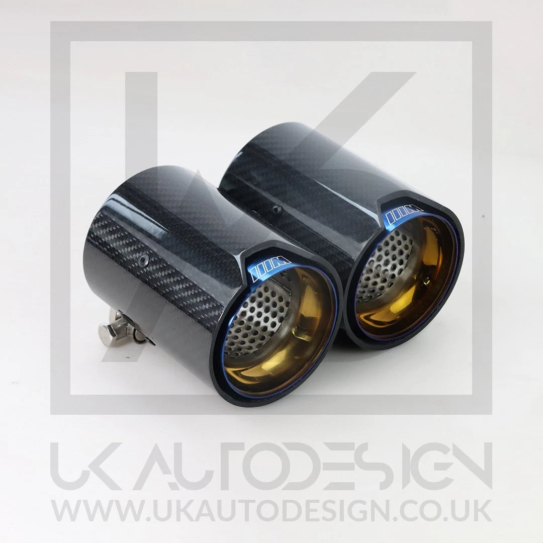 2 x BMW M135i/M140i/M235i/M240i MP Blue Carbon Fibre Exhaust Tip F20/F21/F22/F23