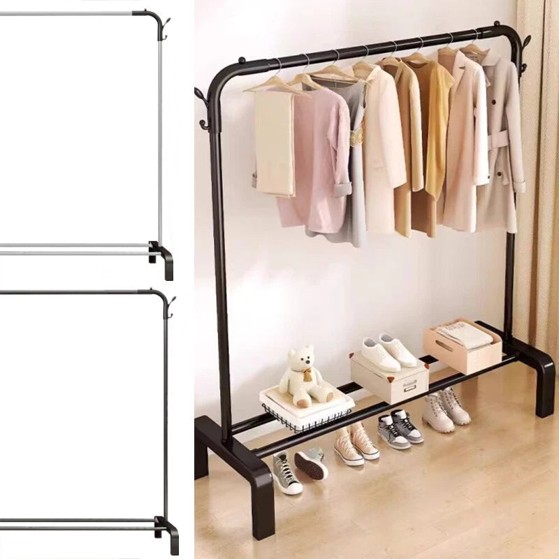 Heavy Duty Metal Clothes Rack Single Rail Garment Dress Indoor