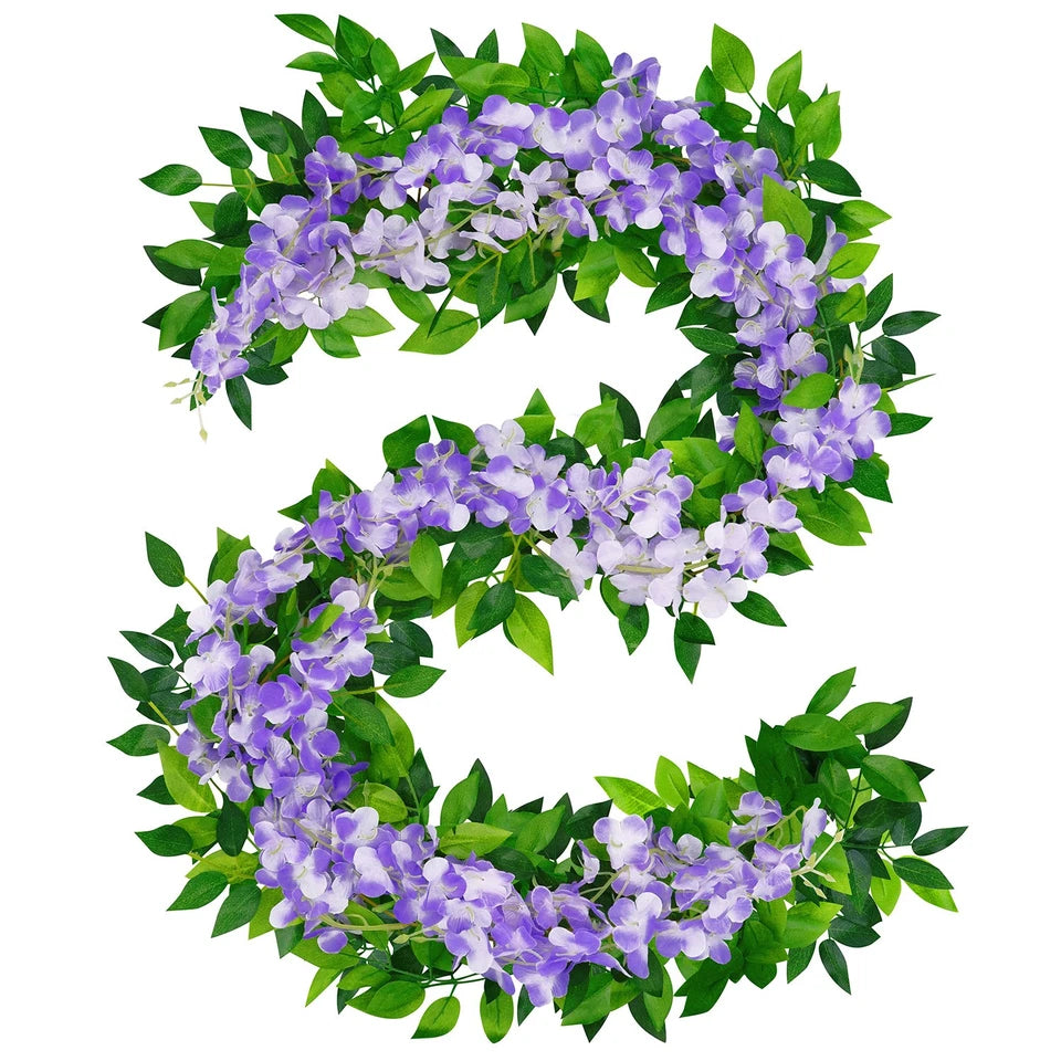 2X7FT Artificial Wisteria Vine Garland Foliage Flower Plant Trailing Home Decor