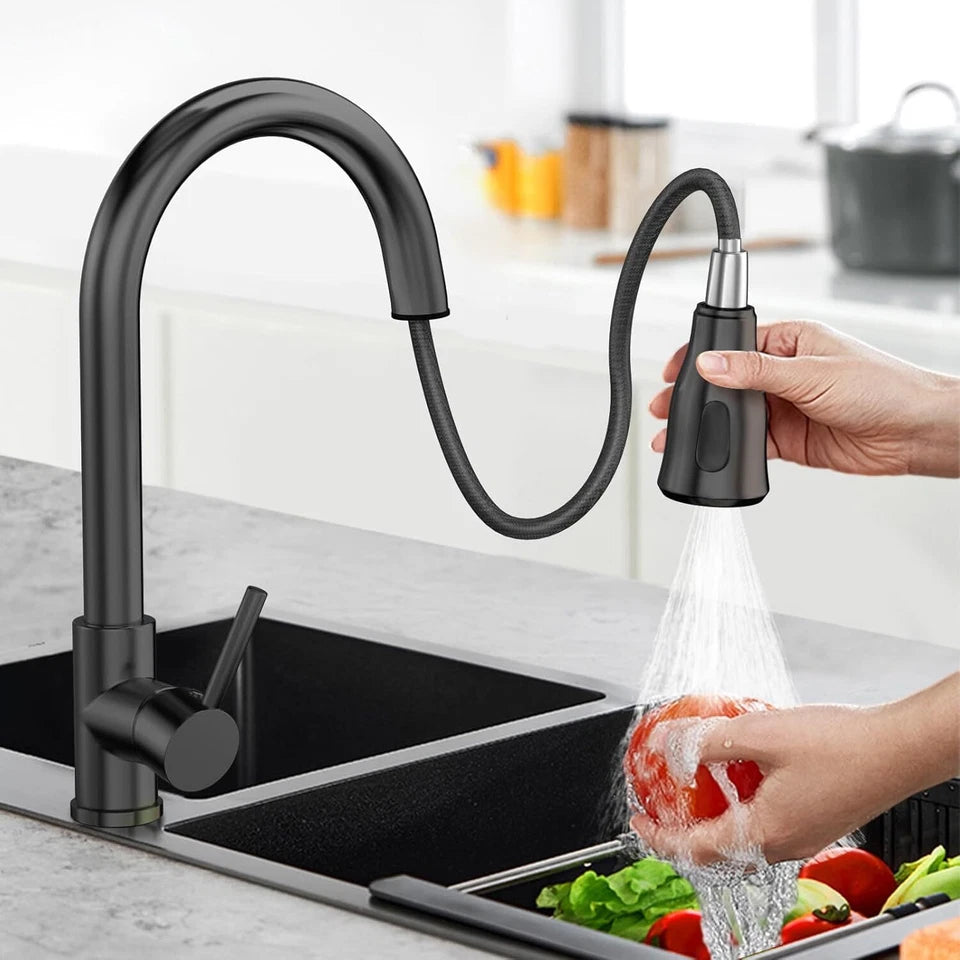 360° Kitchen Sink Mixer Taps Pull Out Spout Spray Single Lever Modern