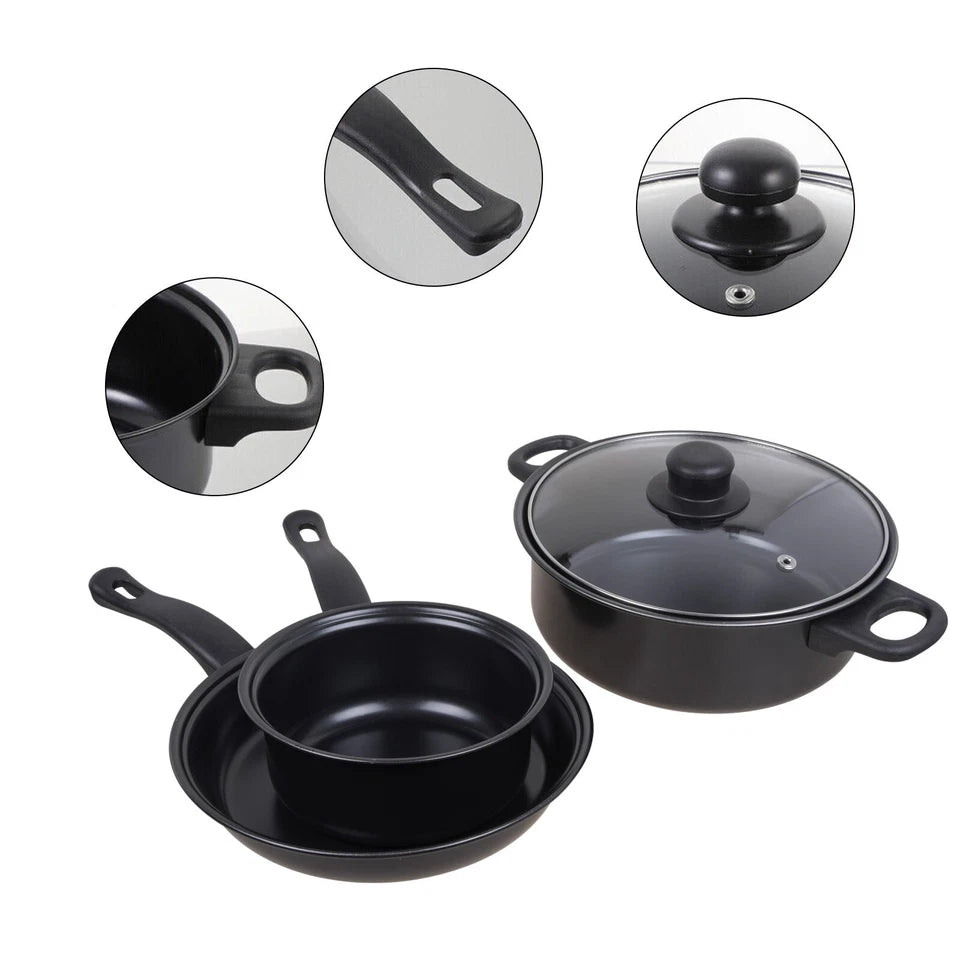 13pcs Cookware Set Pan Pot Non Stick Saucepans Frying Pan Cookware Set Glass Lid