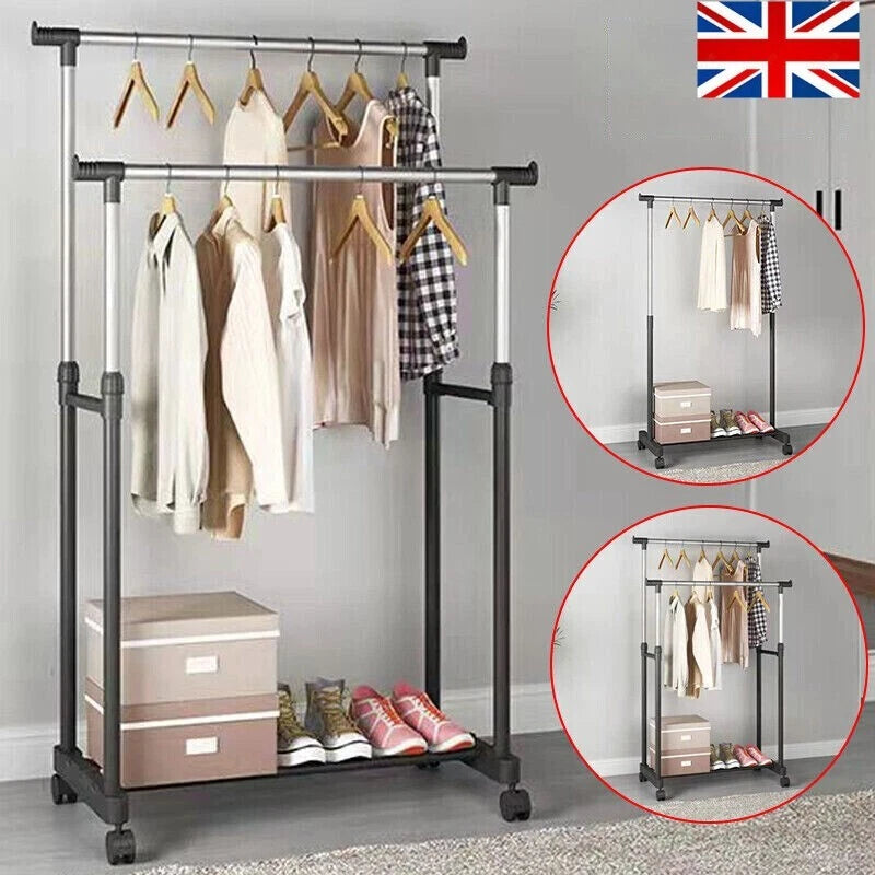 Metal Clothes Rail Storage Garment Shelf Hanging Display Stand Rack