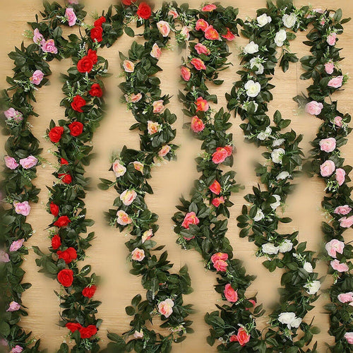 2.5m Artificial Flower Silk Rose Leaf Garland Vine Ivy Home Wedding Garden