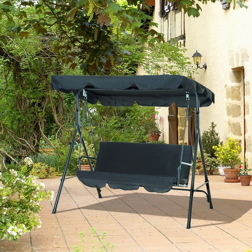 Garden Hammock Swing Chair 3 Seater Bench Canopy Patio Cushion Outdoor Strattore