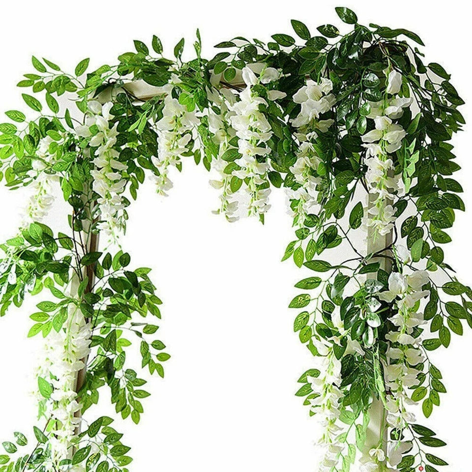 2X7FT Artificial Wisteria Vine Garland Foliage Flower Plant Trailing Home Decor