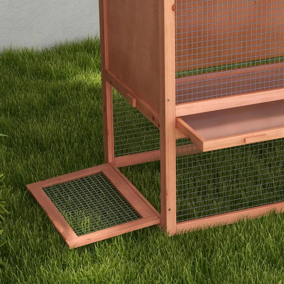 Pawhut Wood Rabbit ,Bunny, Pig Hutch Water Resistant w/ Ramp Outdoor Use