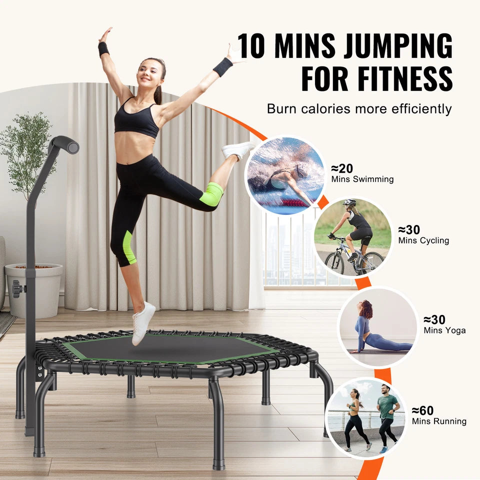 54.5" Mini Fitness Trampoline Adults Indoor Exercise Rebounder with Handle