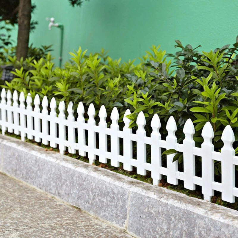 4,8,12 PCS White Plastic Picket Fencing Wooden Effect Lawn Border Edge Garden Edging