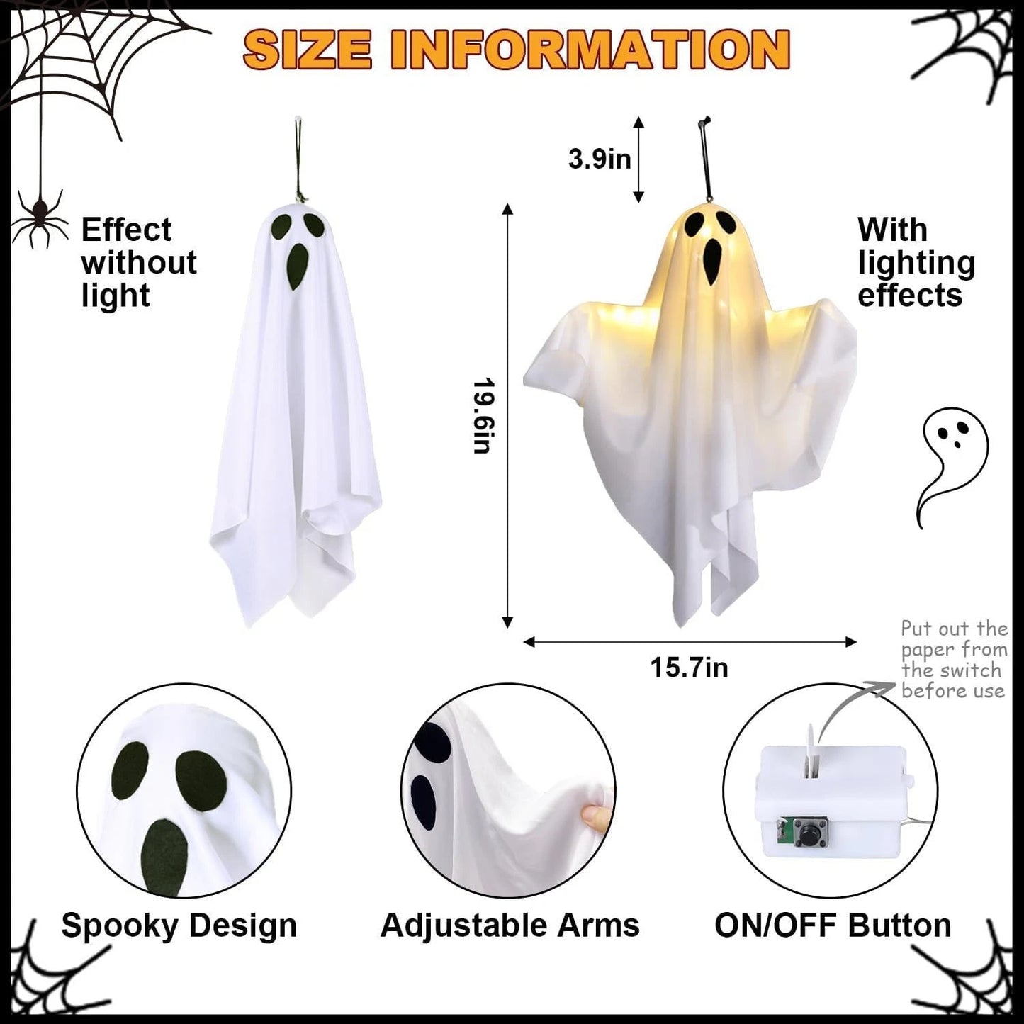 3X Halloween Decoration LED Light Ghost Outdoor Garden Party Home Hanging Props