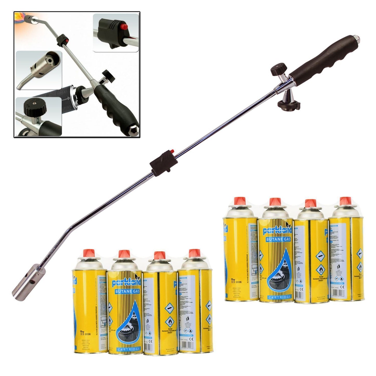 Gas Burner Blaster Weed Wand Blowtorch Garden Torch Weeds Killer & Gas Refills