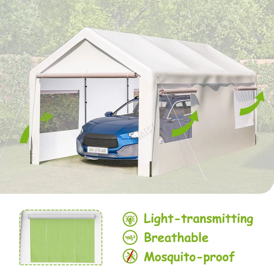 Carport 10x20ft Car Canopy Garage UV-Proof Waterproof SUV Boat Heavy Duty White