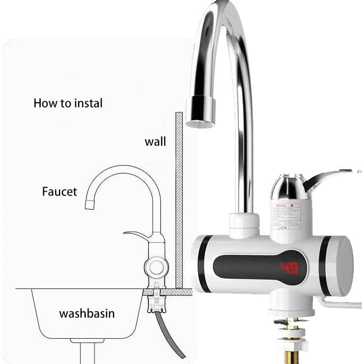 360° Kitchen Electric Heater Instant LED Faucet Home Hot Water Tap Fast Heat New