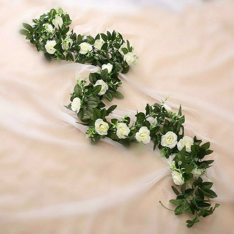 2.5m Artificial Flower Silk Rose Leaf Garland Vine Ivy Home Wedding Garden