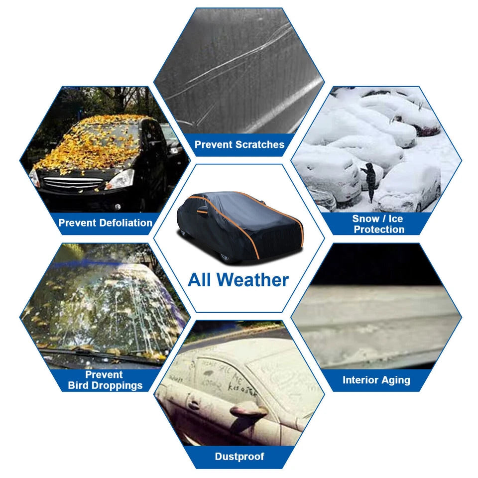 Waterproof 6 Layer Car Cover Heavy Duty Cotton Lined UV Protection