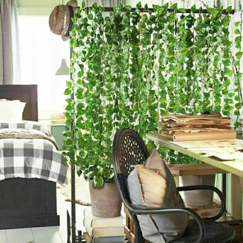 10x 2M Artificial Fake Ivy Hanging Plant Vine Leaf Greenery Garland Party Wedding Decor
