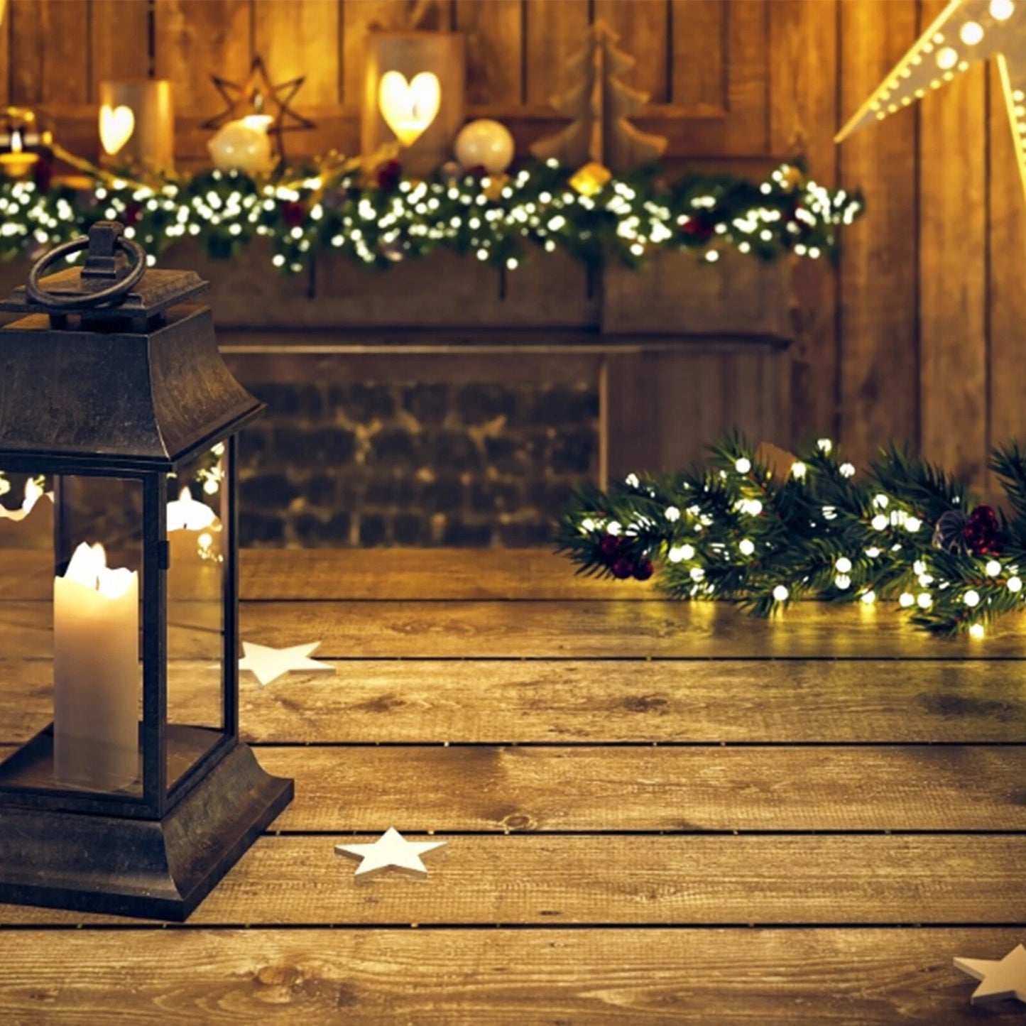 16FT Christmas Garland with LED Lights Pre Lit Stairs Home Fireplace Bushy Pine