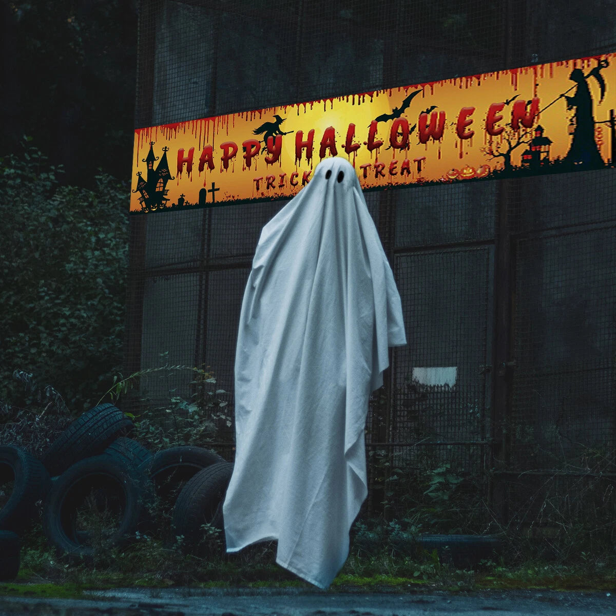 Happy Halloween Hanging Banner Flag Party Celebrate Foldable Home Outdoor Decor
