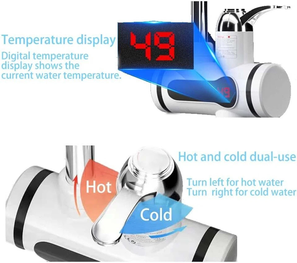 360° Kitchen Electric Heater Instant LED Faucet Home Hot Water Tap Fast Heat New