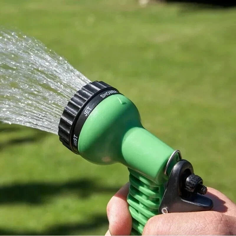 50 Feet/15 Meter Flat Hose Pipe Reel With Water Nozzle Gun Spray Garden Watering