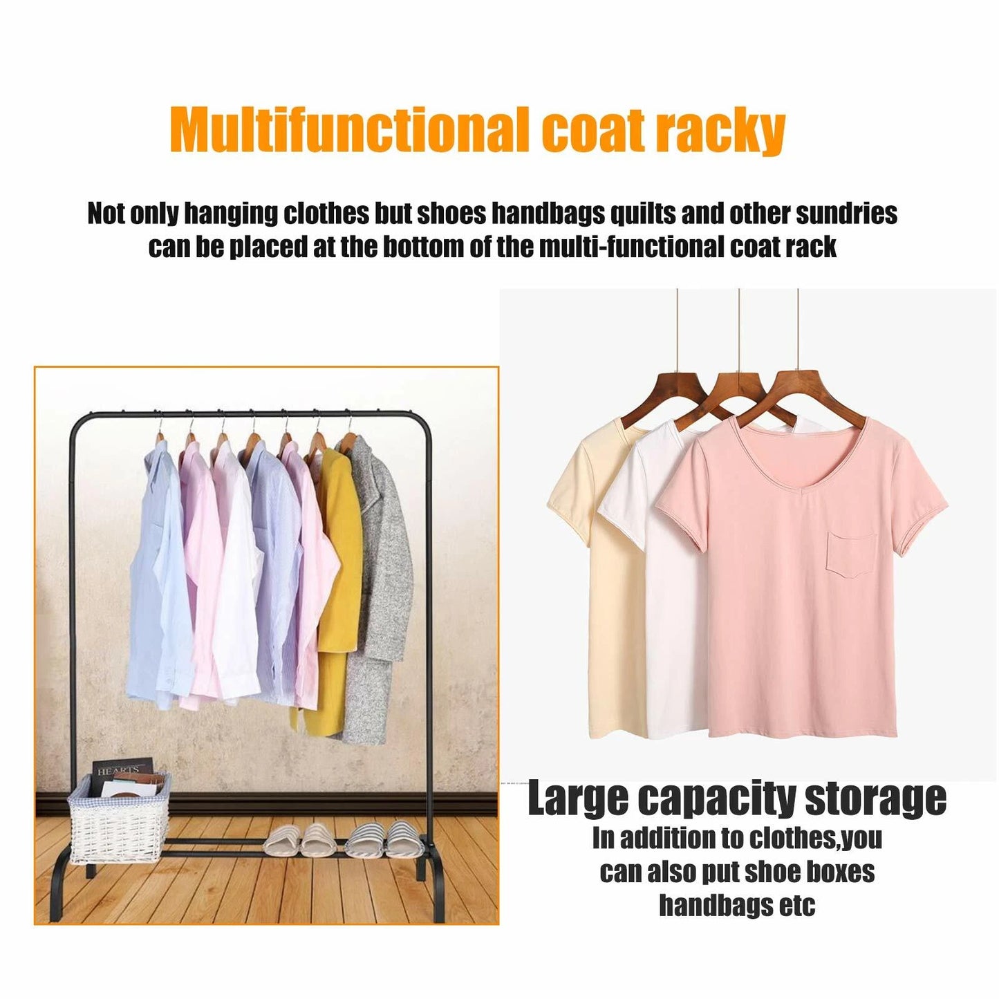 Heavy Duty Metal Clothes Rail Rack Garment Hanging Display Stand Storage Shelf