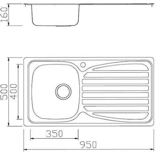 Stainless Steel Single Bowl Inset Kitchen Sink Left Hand Modern Drainer Wastes