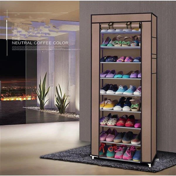 10 Tier Cabinet Storage Organiser Shoe Rack Stand Holds 27 Pairs Dustproof