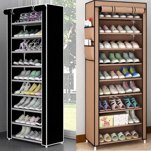 10 Tier Cabinet Storage Organiser Shoe Rack Stand Holds 27 Pairs Dustproof