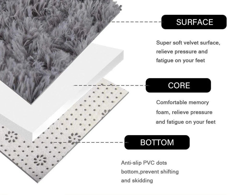 Cream Color Fluffy Large Rugs Anti-Slip Super Soft Carpet Mat Floor Living Room Bedroom Rug