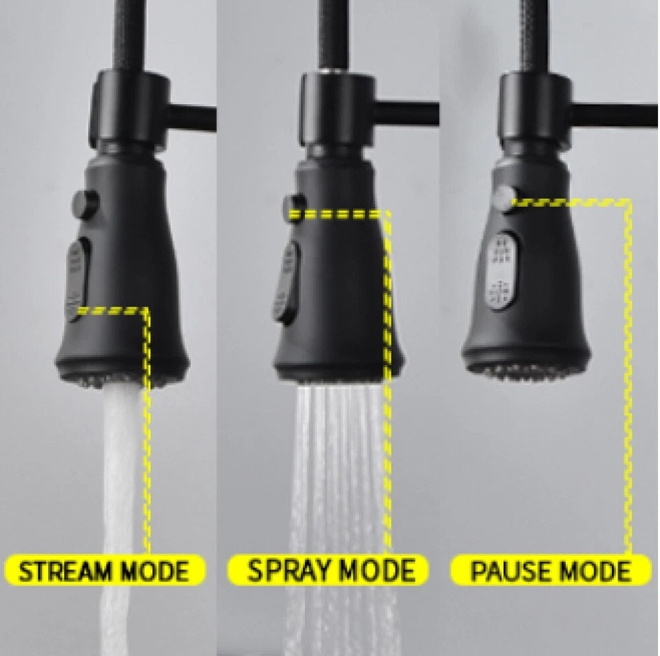 Matt Black Monobloc Kitchen Sink Mixer Tap with Pull Out Hose Spray Single Lever