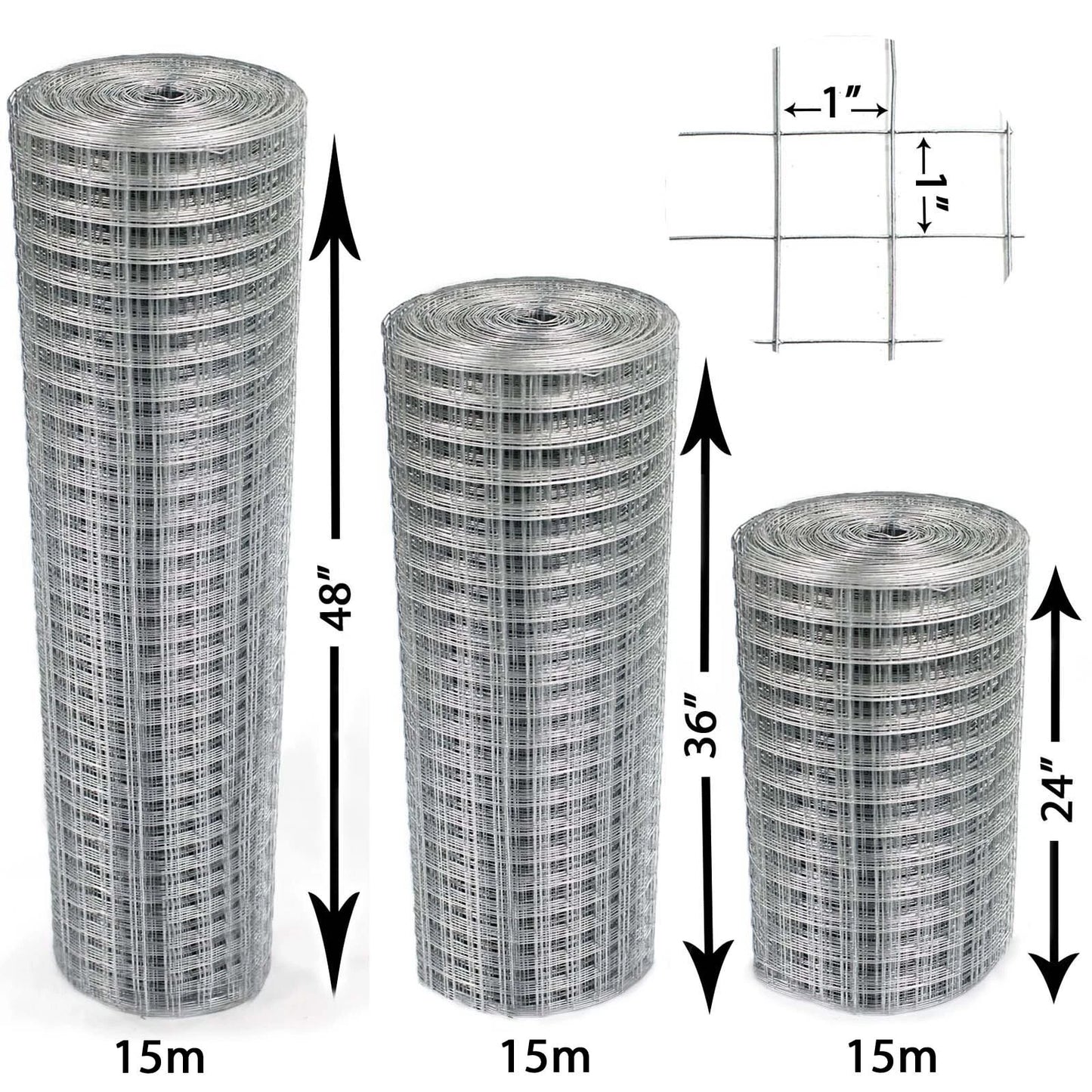 Galvanised Welded Wire Mesh 1"x1" Fence Aviary Rabbit Hutch Chicken Run Coop Pet