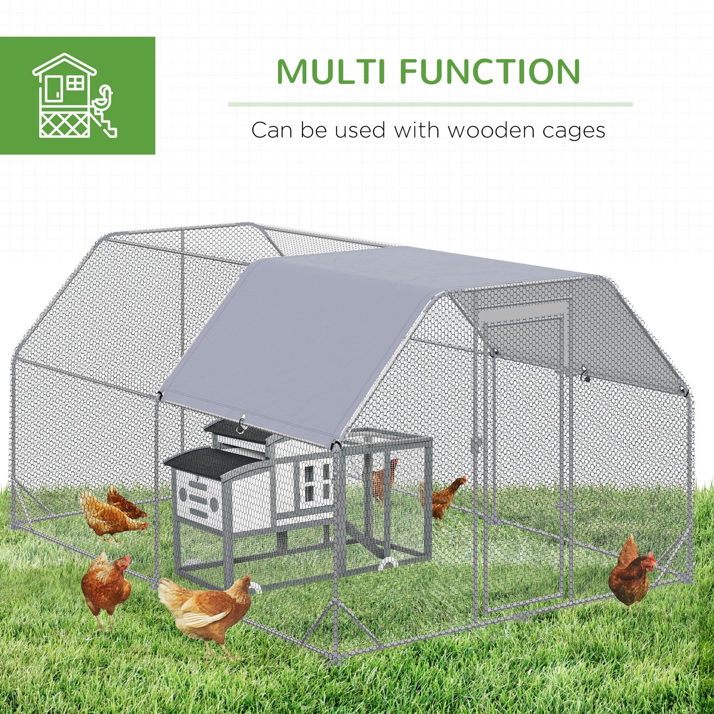 Chicken Run W/ Roof, Walk In Chicken Coop, Hen House Duck Pen