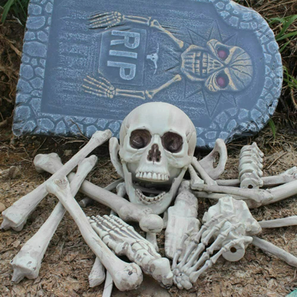 28PCS Bag of Bones Human Skull Skeleton Halloween Scary Pirate Party Decoration