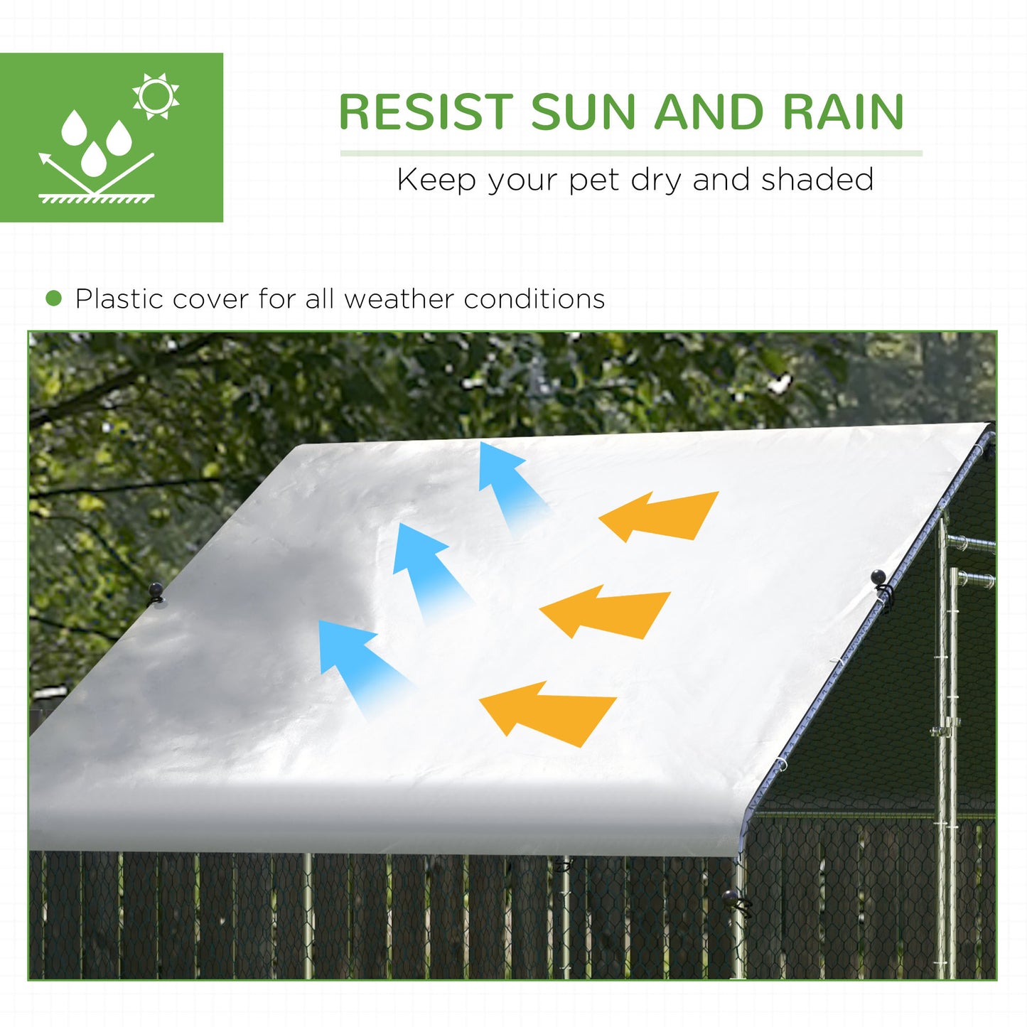 Walk In Chicken Run Galvanized Chicken Coop Hen House w/ Water-Resist Cover