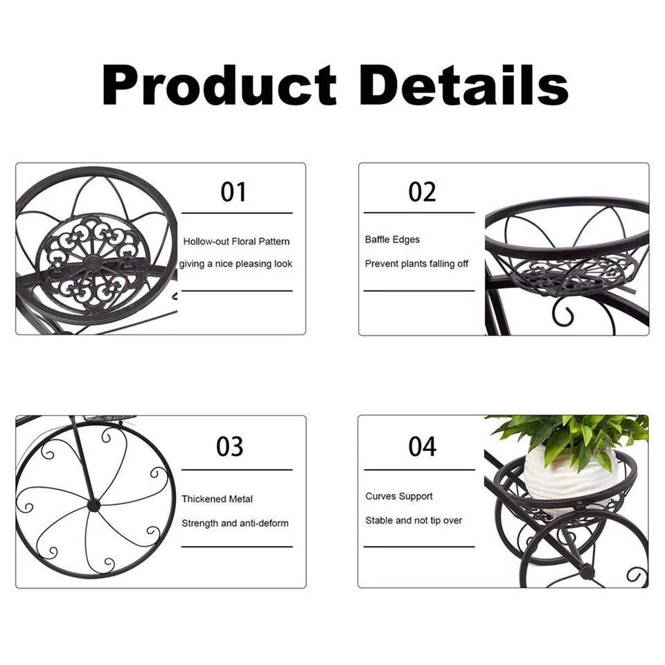 Bicycle Planter Metal Plant Stand Garden Bike Flower Pot Cart Holder Basket Deco