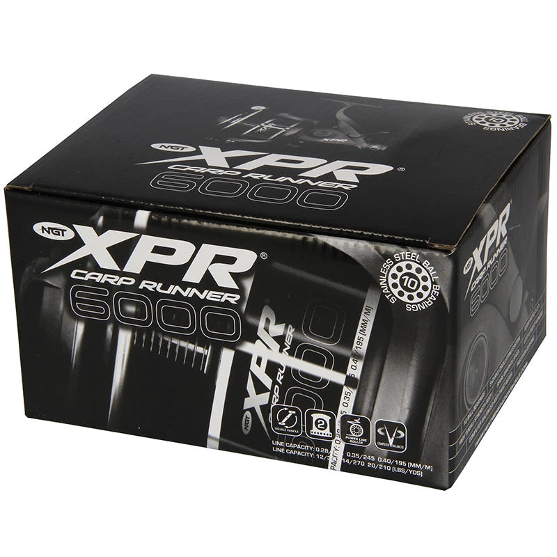 2x NGT XPR 6000 Carp Fishing Bait Runner Reels Twin Handle 10BB + Spare Spools