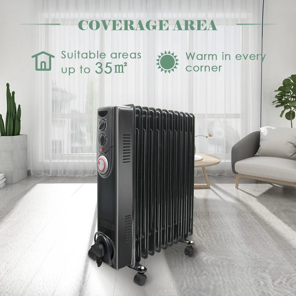 Oil Filled Radiator Portable Electric Heater Thermostat 6 7 9 11 Fin White Black