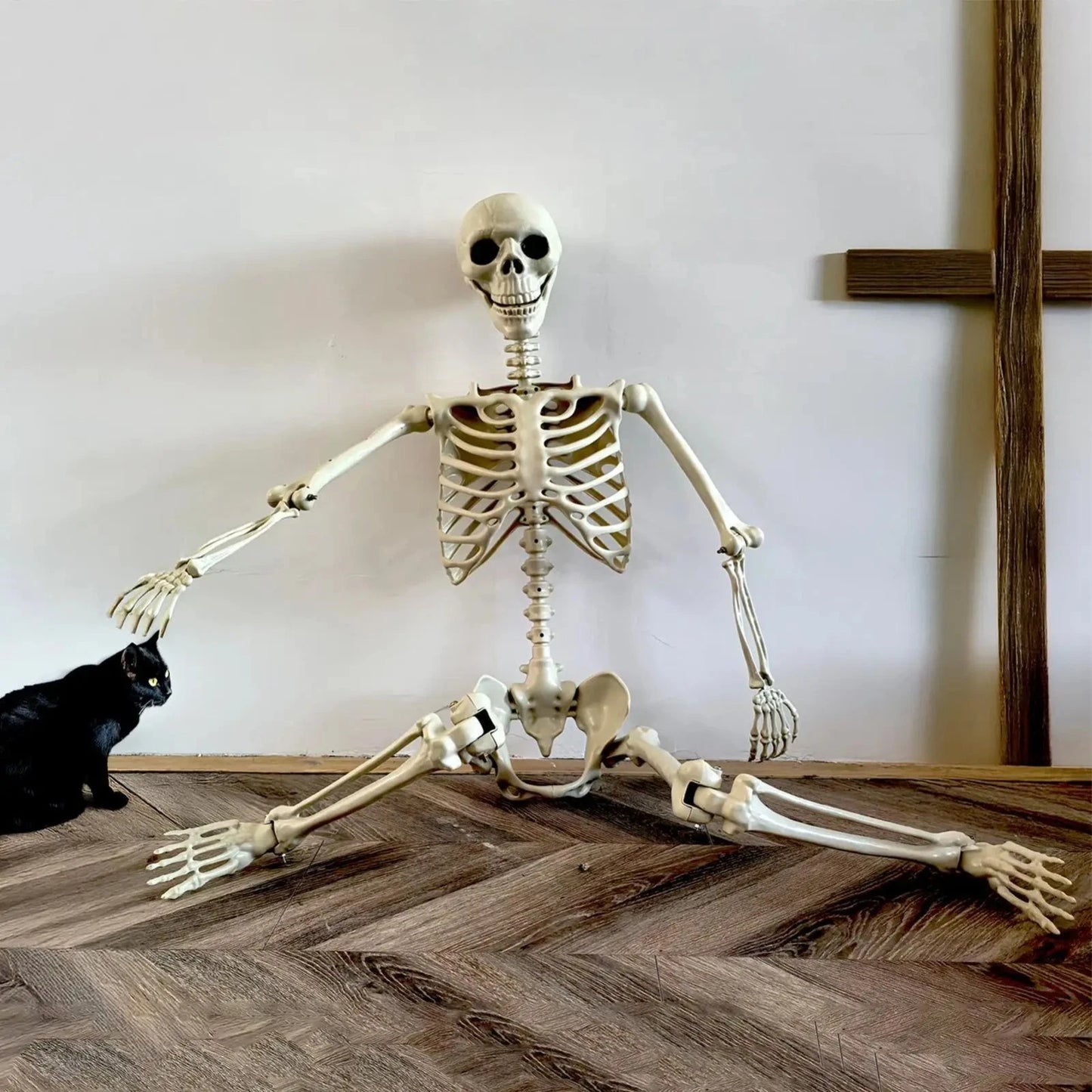 Halloween Human Skeleton Poseable Full Life Size Decoration Party Prop 90 cm