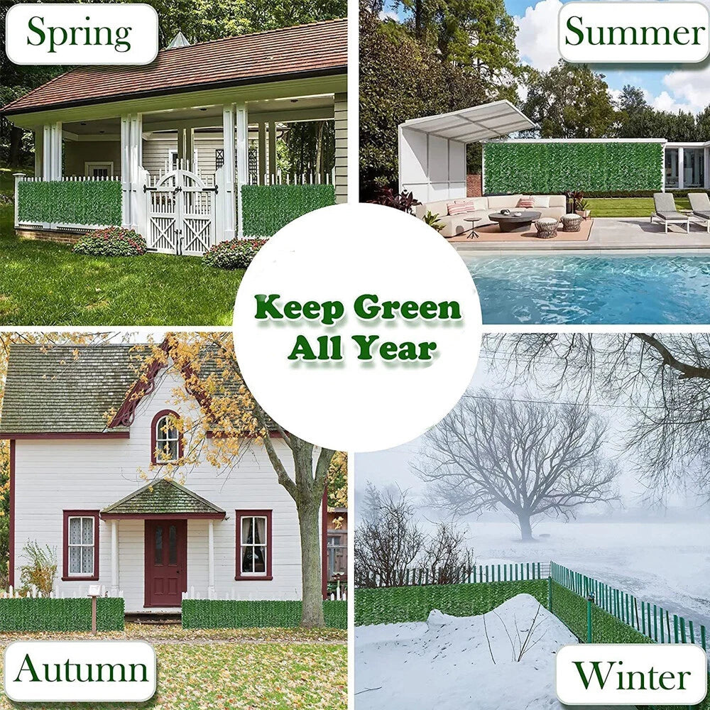 Artificial Hedge Fake Ivy Leaf Garden Fence Privacy Screening Roll Wall Panel 18x2m