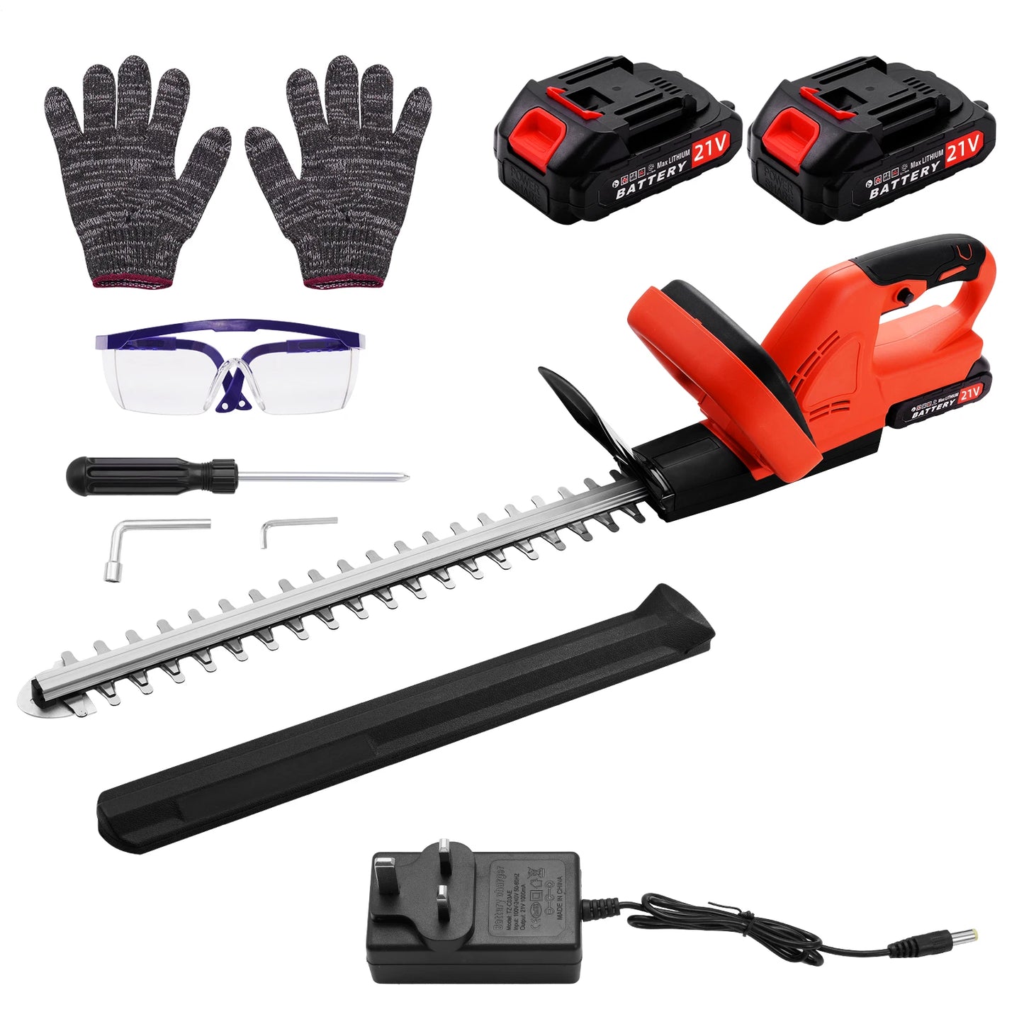 Brushless Cordless Hedge Trimmer Tree Branch Cutter Tool with 2Battery & Charger