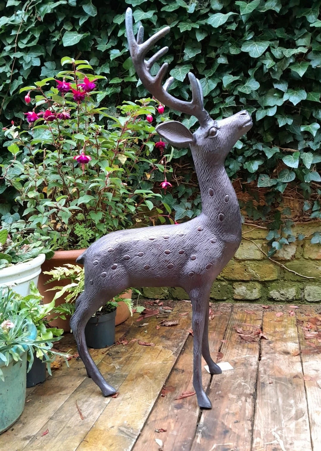 Aluminium Stag Garden Sculpture Ornament Cast Aluminium With Aged Finish
