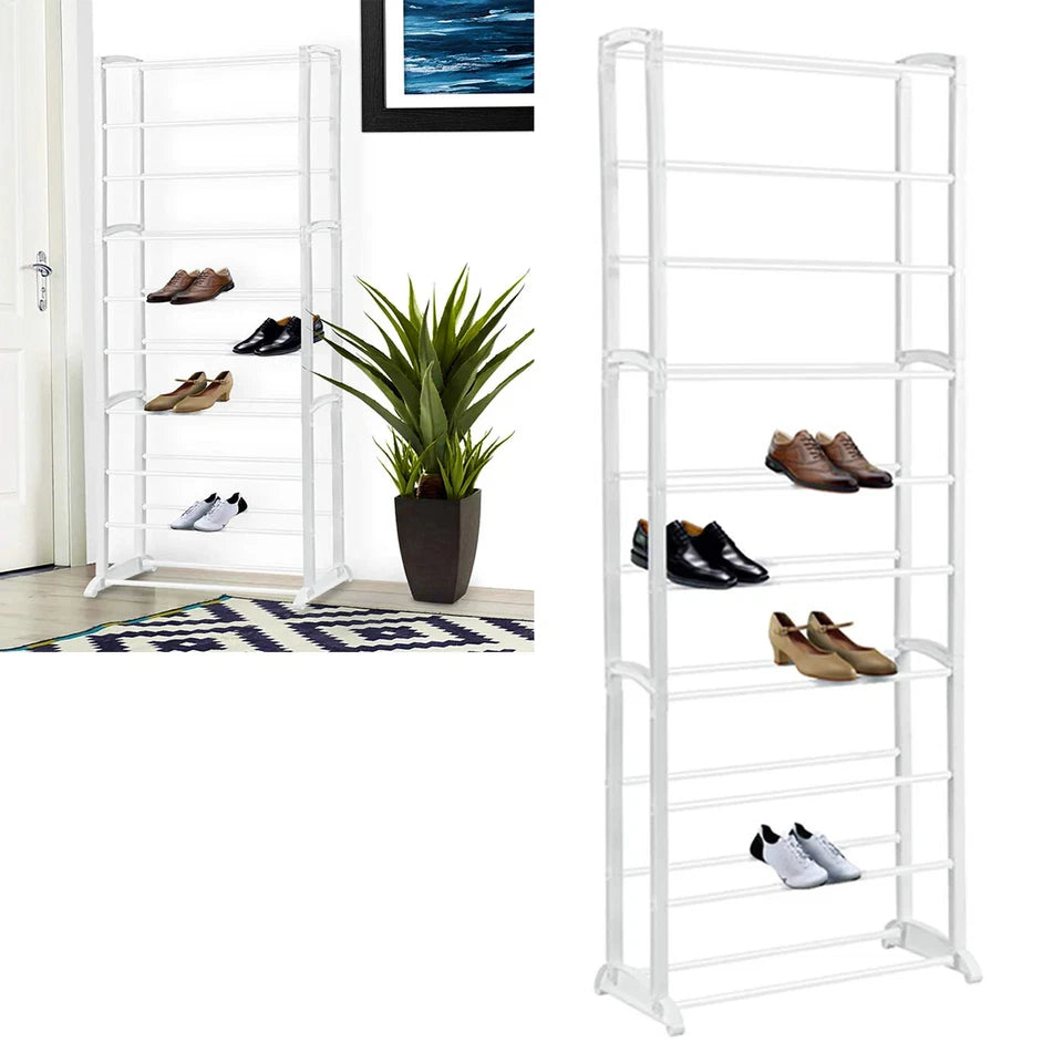 10 Tier Shoe Rack Stand Footwear Organiser Storage Metal Shelf 30 Pairs Unit