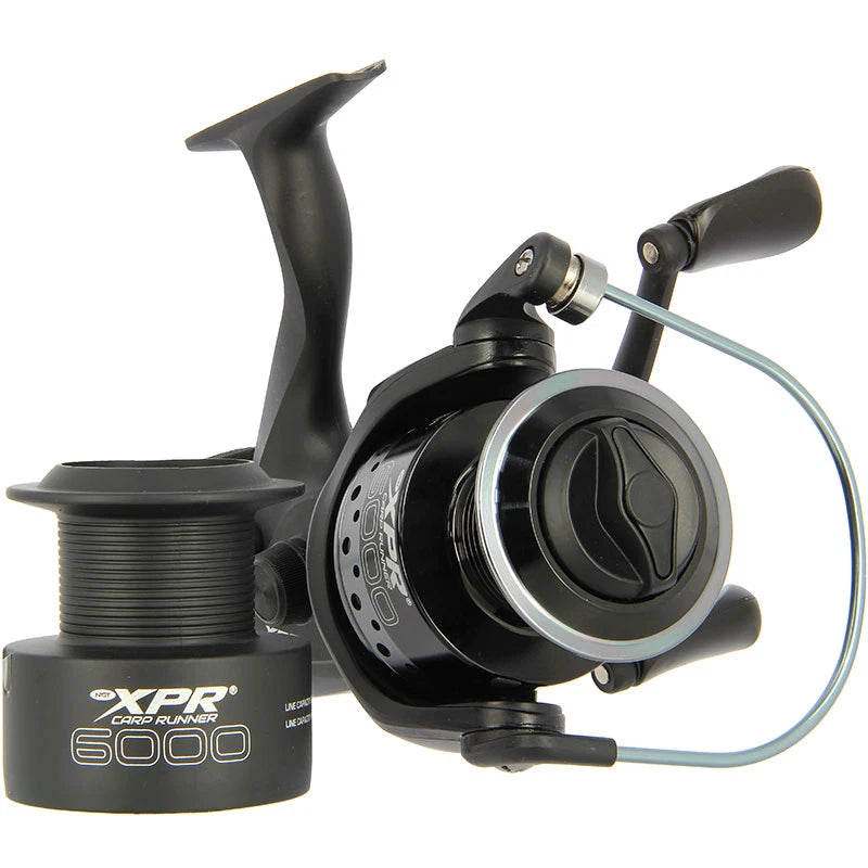 2x NGT XPR 6000 Carp Fishing Bait Runner Reels Twin Handle 10BB + Spare Spools