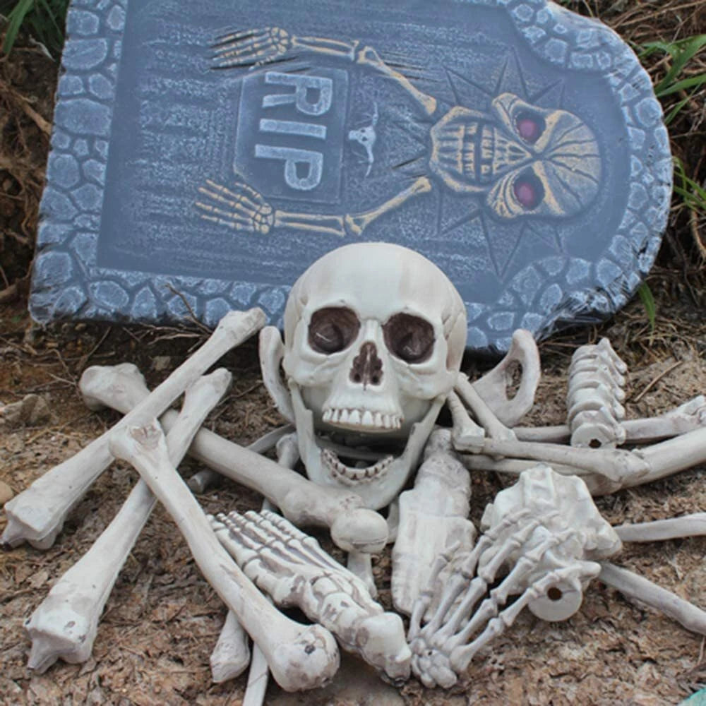 28PCS Bag of Bones Human Skull Skeleton Halloween Scary Pirate Party Decoration