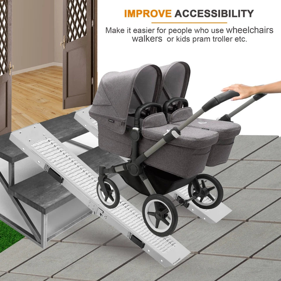 2X Foldable Loading Ramps 400KG 180Cm For Golf Buggy Lawnmower Quad Scooter