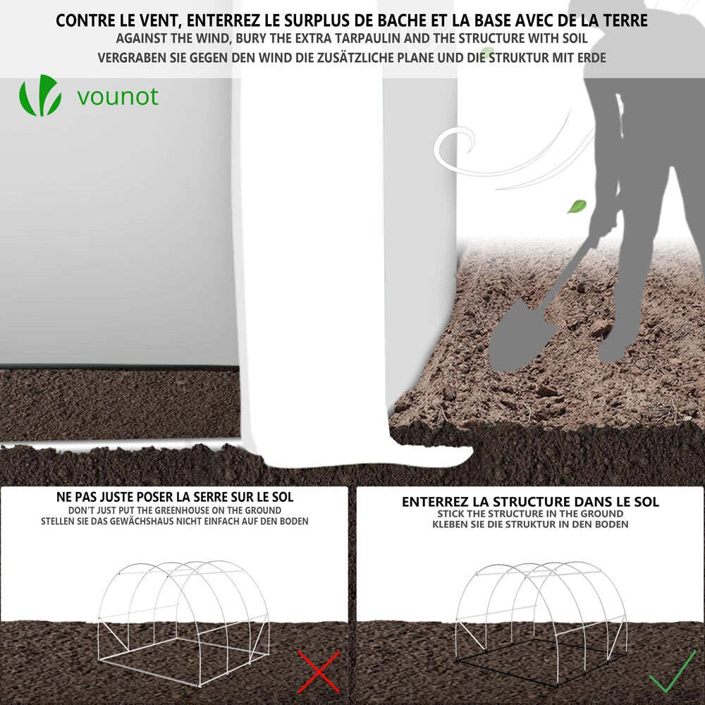 Polytunnel Greenhouse Grow House with Roll-up Side Walls, 3x2x2m 6m²