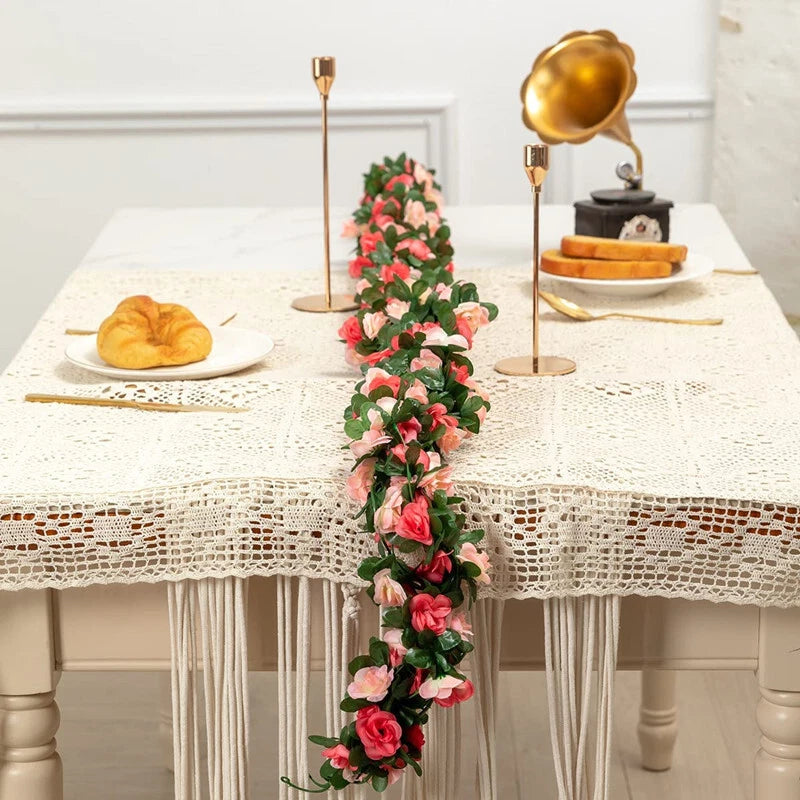6pcs pink 48 FT Flower Garland Fake Rose Vine Artificial Flowers Hanging decor