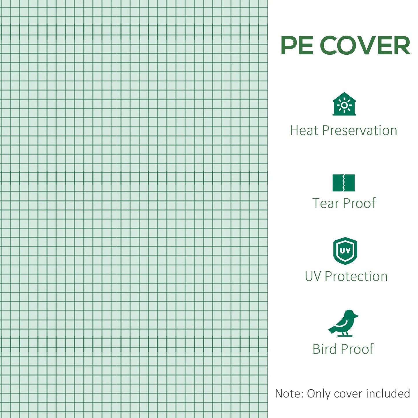3 x 2 x 2m Greenhouse Replacement Cover ONLY for Tunnel Greenhouse