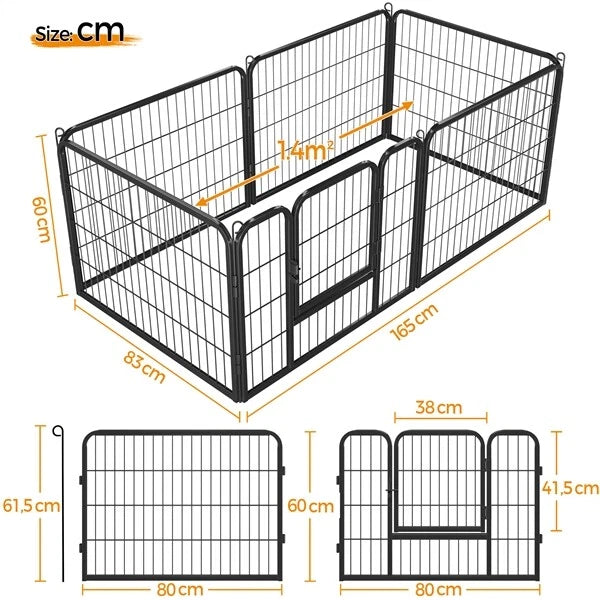 6 Panel Pet Playpen Heavy Duty Puppy Dog Pen Cat Rabbit Fence Foldable 60cm High