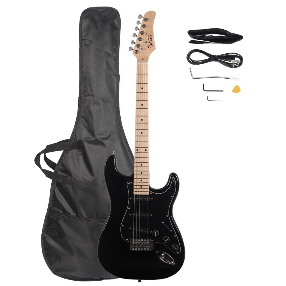 Glarry GST Electric Guitar W/ Pickguard 3 Single Pickup Bag Strap Wire Plectrum